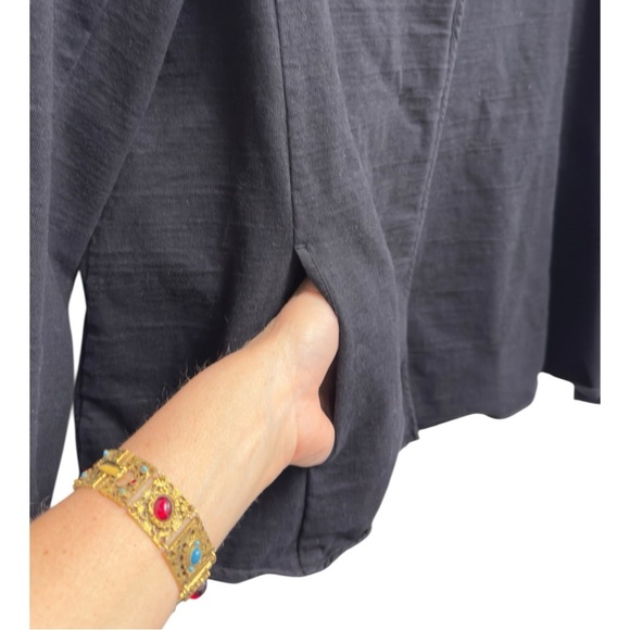 Eileen Fisher Cotton Knit Cardigan Black Jacket With Hidden Button Closure - Picture 5 of 11